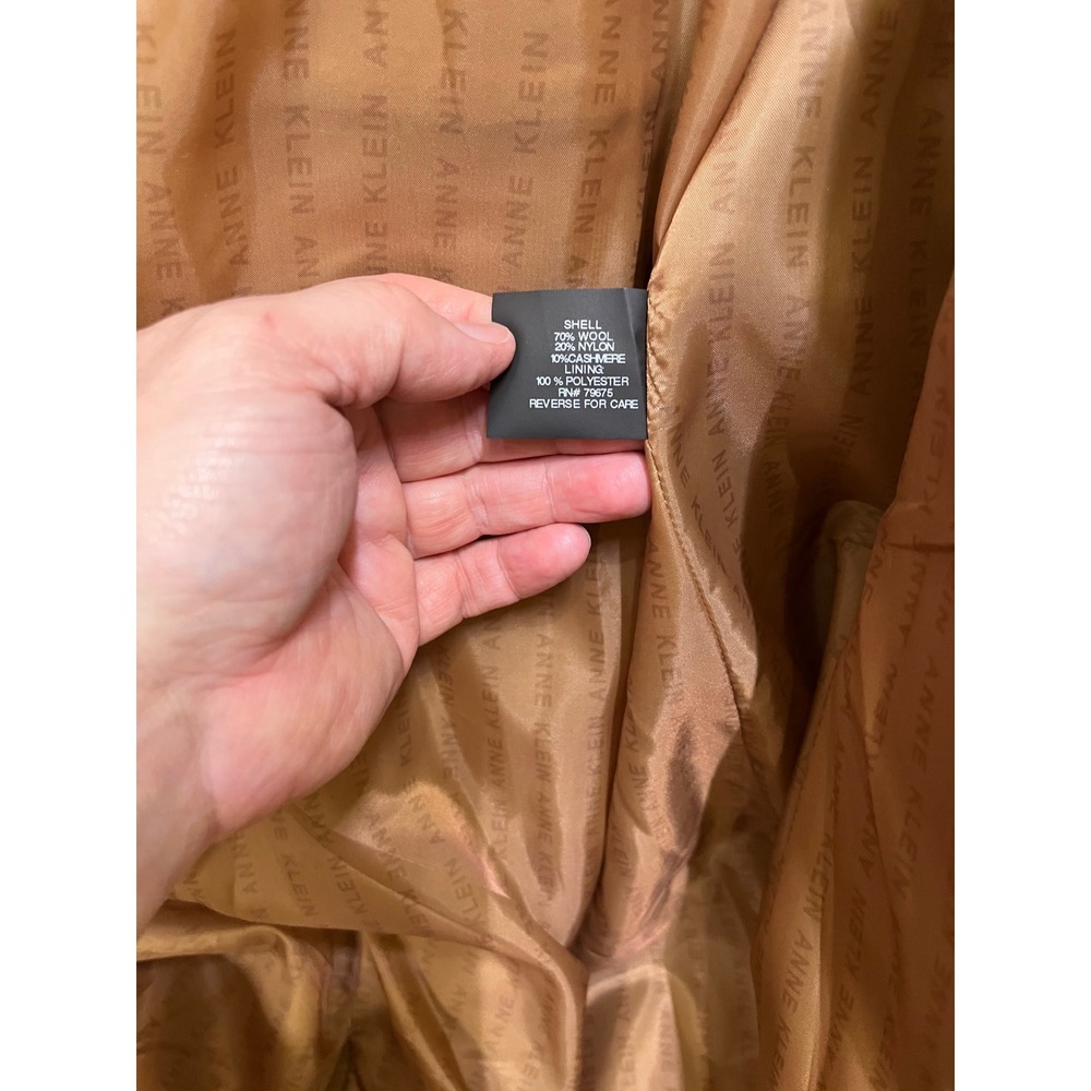 Anne Klein Womens Camel Wool Cashmere Blend Hooded Double Breasted Coat 24W - Picture 6 of 15